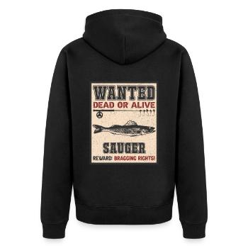 Wanted Fish - Sucker Fishing - Unisex Premium Organic Zip Hoodie - black - Back - Nico (187cm)