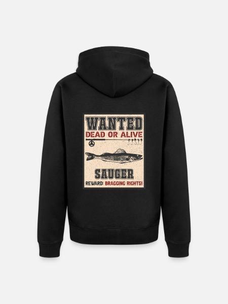 Wanted Fish - Sucker Fishing - Unisex Premium Organic Zip Hoodie - black