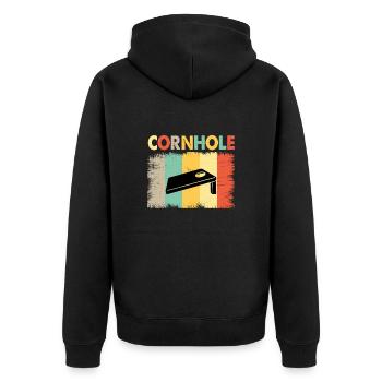 Cornhole-Spieler Cornhole-Team-Cornhole-Spiel - Unisex Premium Bio Zip Hoodie - Schwarz - Hinten - Nico (187cm)