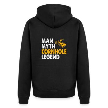 Cornhole-Spieler Cornhole-Team-Cornhole-Spiel - Unisex Premium Bio Zip Hoodie - Schwarz - Hinten - Nico (187cm)