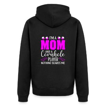 Cornhole-Spieler Cornhole-Team-Cornhole-Spiel - Unisex Premium Bio Zip Hoodie - Schwarz - Hinten - Nico (187cm)