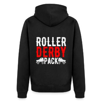 Roller Derby - Unisex Premium Bio Zip Hoodie - Schwarz - Hinten - Nico (187cm)