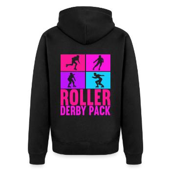 Roller derby - Veste à capuche bio Premium Unisexe - noir - Dos - Nico (187cm)