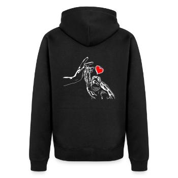Turtle heart holding hands with turtle - Unisex Premium Organic Zip Hoodie - black - Back - Nico (187cm)
