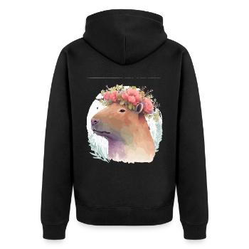 Aquarelle Capybara Fleur de rongeur Crown Animal Lov - Veste à capuche bio Premium Unisexe - noir - Dos - Nico (187cm)