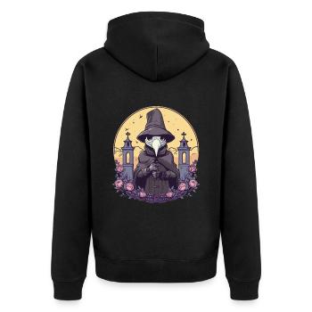 Pastell Goth Niedlicher Gruseliger Pestdoktor - Unisex Premium Bio Zip Hoodie - Schwarz - Hinten - Nico (187cm)