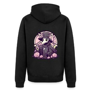 Gruseliger Pestdoktor In Pastell Goth Mit Rosen - Unisex Premium Bio Zip Hoodie - Schwarz - Hinten - Nico (187cm)