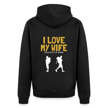 J’aime ma femme Randonnée en montagne Randonnée Randonnée Trekking - Veste à capuche bio Premium Unisexe - noir - Dos - Nico (187cm)