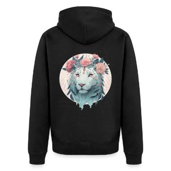 Safari à l’aquarelle de la couronne de tigre du Bengale blanc - Veste à capuche bio Premium Unisexe - noir - Dos - Nico (187cm)
