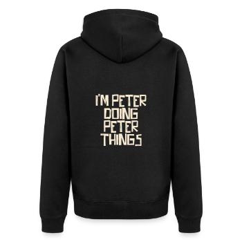 I'm Peter doing Peter things - Unisex Premium Organic Zip Hoodie - black - Back - Nico (187cm)