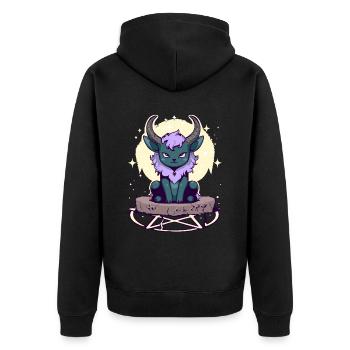 Kawaii Pastel Goth Cute Creepy Horned Cat - Unisex Premium Organic Zip Hoodie - black - Back - Nico (187cm)