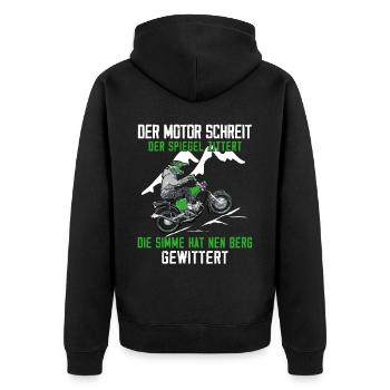 Lustiger Spruch Simsonfahrer S50 S51 Simme Moped - Unisex Premium Bio Zip Hoodie - Schwarz - Hinten - Nico (187cm)