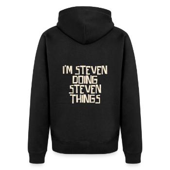 Je suis Steven en train de faire des choses à Steven - Veste à capuche bio Premium Unisexe - noir - Dos - Nico (187cm)