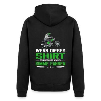 Lustiger Spruch Simsonfahrer S50 S51 Simme Moped - Unisex Premium Bio Zip Hoodie - Schwarz - Hinten - Nico (187cm)