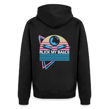 Flipperautomat Retro - Unisex Premium Bio Zip Hoodie - Schwarz - Hinten - Nico (187cm)