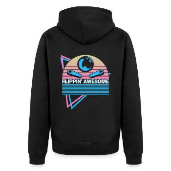 Flipperautomat Retro - Unisex Premium Bio Zip Hoodie - Schwarz - Hinten - Nico (187cm)
