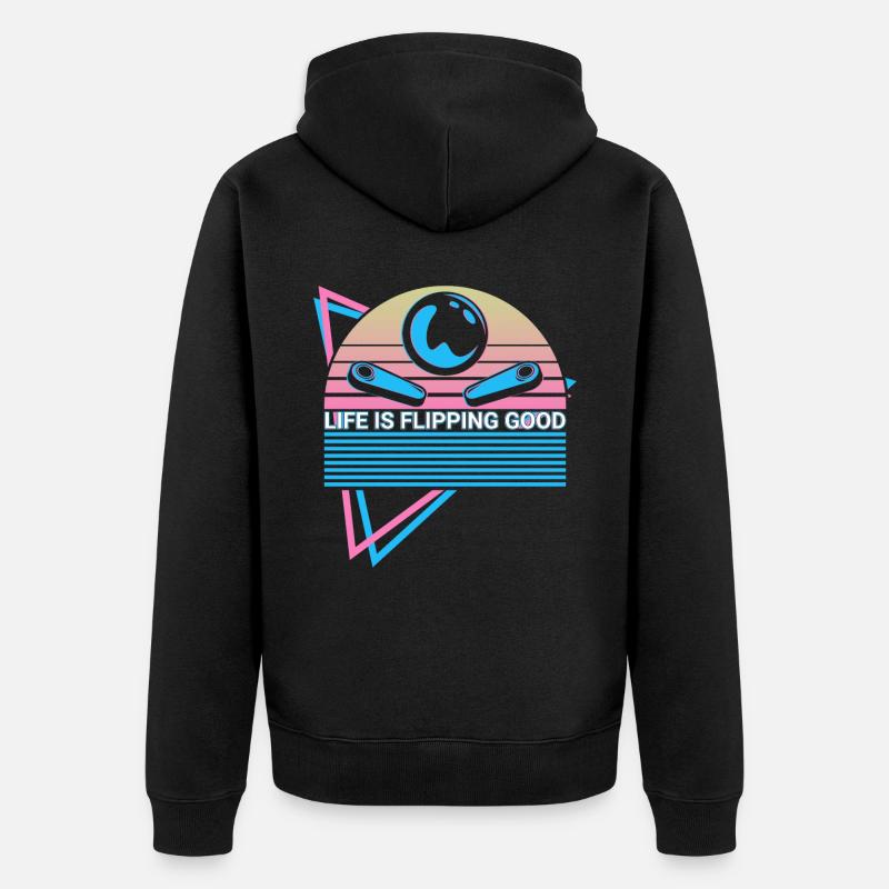Pinball machine rétro - Veste à capuche bio Premium Unisexe - noir