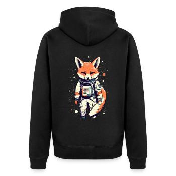 Cute Fox in Space - Astronaut Cartoon Design - Unisex Premium Organic Zip Hoodie - black - Back - Nico (187cm)
