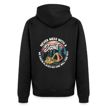 Pfadfinder Humor - Unisex Premium Bio Zip Hoodie - Schwarz - Hinten - Nico (187cm)