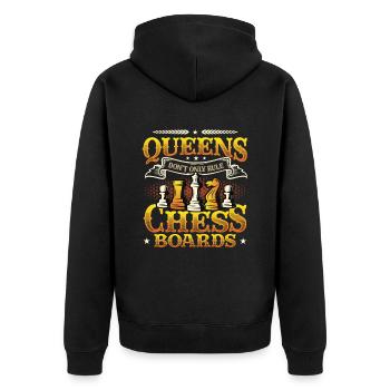 Damen Beherrschen Nicht Nur Die Schachbretter - Unisex Premium Bio Zip Hoodie - Schwarz - Hinten - Nico (187cm)
