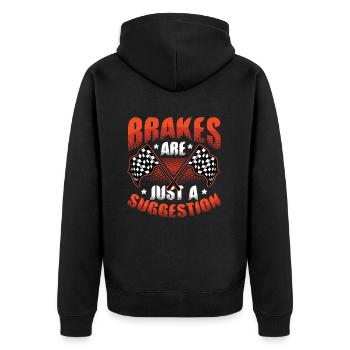Brakes are just a suggestion, Racing Checkered - Unisex Premium Organic Zip Hoodie - black - Back - Nico (187cm)