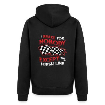 I don't brake for anyone except the finish line - Unisex Premium Organic Zip Hoodie - black - Back - Nico (187cm)