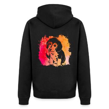 Beagle Dog - Unisex Premium Organic Zip Hoodie - black - Back - Nico (187cm)