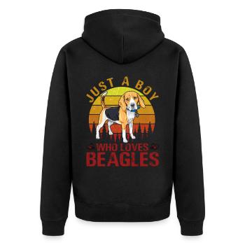 Just a Boy who loves Beagles - Unisex Premium Bio Zip Hoodie - Schwarz - Hinten - Nico (187cm)