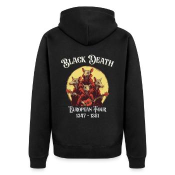 Black Death European Tour Plague Doctor - Unisex Premium Bio Zip Hoodie - Schwarz - Hinten - Nico (187cm)