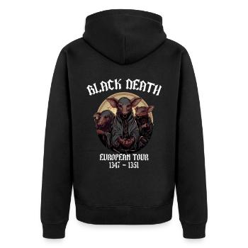 Black Death European Tour Plague Doctor - Unisex Premium Bio Zip Hoodie - Schwarz - Hinten - Nico (187cm)