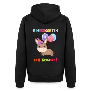 Kindergarten 2023 Ich Komme Mädchen Kita Geschenk - Unisex Premium Bio Zip Hoodie - Schwarz - Hinten - Nico (187cm)