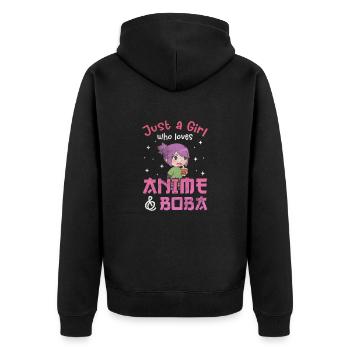 Bubble Tea Anime Boba Tea Kawaii Cadeau - Veste à capuche bio Premium Unisexe - noir - Dos - Nico (187cm)
