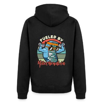 Microbiologist Fueled By Mitochondria Microbiology - Unisex Premium Organic Zip Hoodie - black - Back - Nico (187cm)