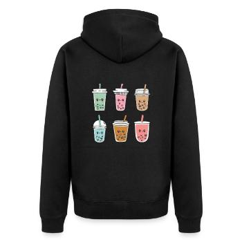 Bubble Tea Lustiger Kawaii Bubble Milk Boba Tee - Unisex Premium Bio Zip Hoodie - Schwarz - Hinten - Nico (187cm)
