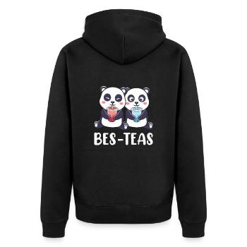 Bubble Tea Lustiger Kawaii Bubble Milk Boba Tee - Unisex Premium Bio Zip Hoodie - Schwarz - Hinten - Nico (187cm)