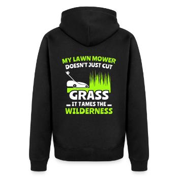 Rasenmäher Rasen Mähen - Unisex Premium Bio Zip Hoodie - Schwarz - Hinten - Nico (187cm)