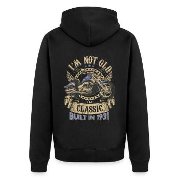 Je suis une moto classique de 1931 92e anniversaire - Veste à capuche bio Premium Unisexe - noir - Dos - Nico (187cm)