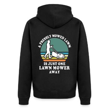Lawn mower sayings - Unisex Premium Organic Zip Hoodie - black - Back - Nico (187cm)