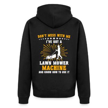 Rasenmäher Sprüche Rasen Mähen - Unisex Premium Bio Zip Hoodie - Schwarz - Hinten - Nico (187cm)