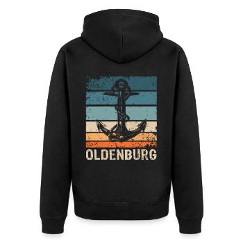 Oldenburger Sprüche Oldenburg - Unisex Premium Bio Zip Hoodie - Schwarz - Hinten - Nico (187cm)