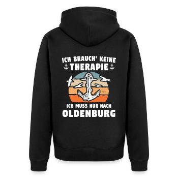 Oldenburger Sprüche Oldenburg - Unisex Premium Bio Zip Hoodie - Schwarz - Hinten - Nico (187cm)