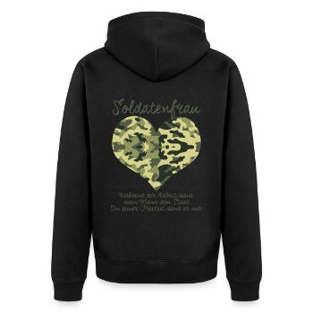 Soldier's wife funny saying - Unisex Premium Organic Zip Hoodie - black - Back - Nico (187cm)