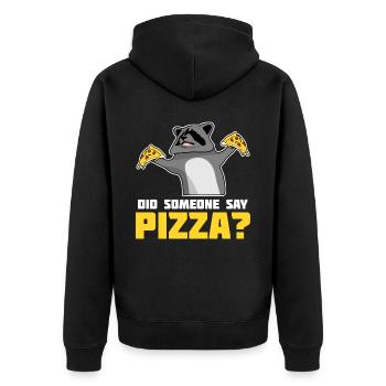 Raton laveur avec pizza - Veste à capuche bio Premium Unisexe - noir - Dos - Nico (187cm)