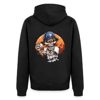 Baseball Halloween Trick Or Treat Baseball Player - Unisex Premium Organic Zip Hoodie - black - Back - Nico (187cm)