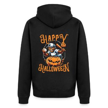Baseball Halloween Trick Or Treat Baseball Player - Unisex Premium Organic Zip Hoodie - black - Back - Nico (187cm)