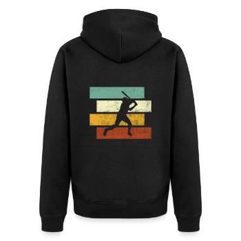 Baseball Retro - Unisex Premium Bio Zip Hoodie - Schwarz - Hinten - Nico (187cm)
