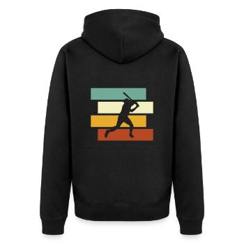Baseball Retro - Unisex Premium Bio Zip Hoodie - Schwarz - Hinten - Nico (187cm)