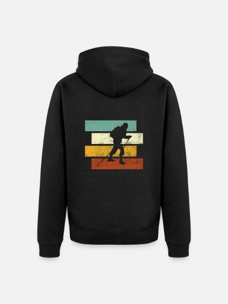 Mountaineering Retro - Unisex Premium Organic Zip Hoodie - black