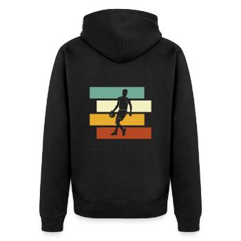 Basketball Retro - Unisex Premium Bio Zip Hoodie - Schwarz - Hinten - Nico (187cm)