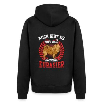 Gibt es nur mit Eurasier Spitz Eurasian Dog - Unisex Premium Bio Zip Hoodie - Schwarz - Hinten - Nico (187cm)